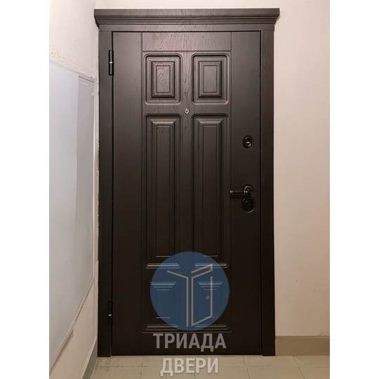 стальная дверь в квартиру тёмно-коричневого цвета - фото 1