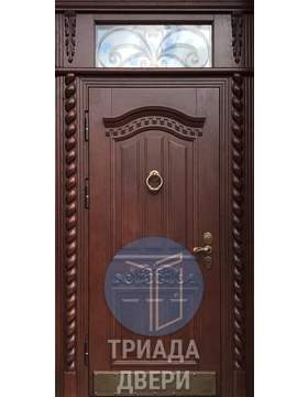 парадная мдф дверь из стали с верхней створкой в коттедж